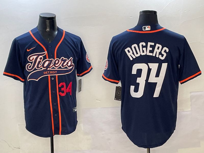 Men Detroit Tigers #34 Rogers Drak Blue Joint Name Game 2025 Nike MLB Jersey style 2->women mlb jersey->Women Jersey